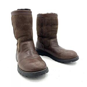 Ugg Brooks Brown Leather Shearling Lined Boots Women's Size 7